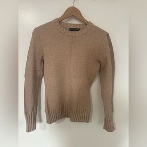 Revolve Central Park West Small S Sweater Tan Faux Leather Polished Soft Classic